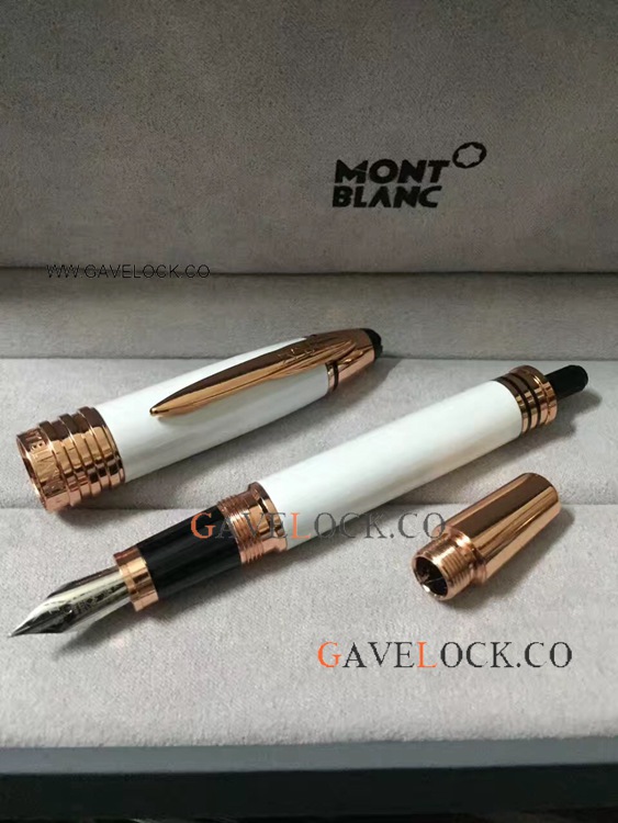 AAA Rose Gold And White J F K Montblanc Fountain Pen